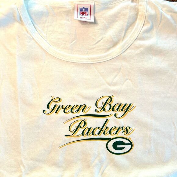 GREEN BAY PACKERS Ladies Script White Tee L *NWT* - Picture 3 of 8